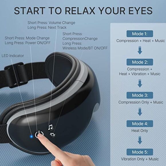 NWT RENPHO Eye Massager with Heat Bluetooth Music, color: black - Picture 5 of 15